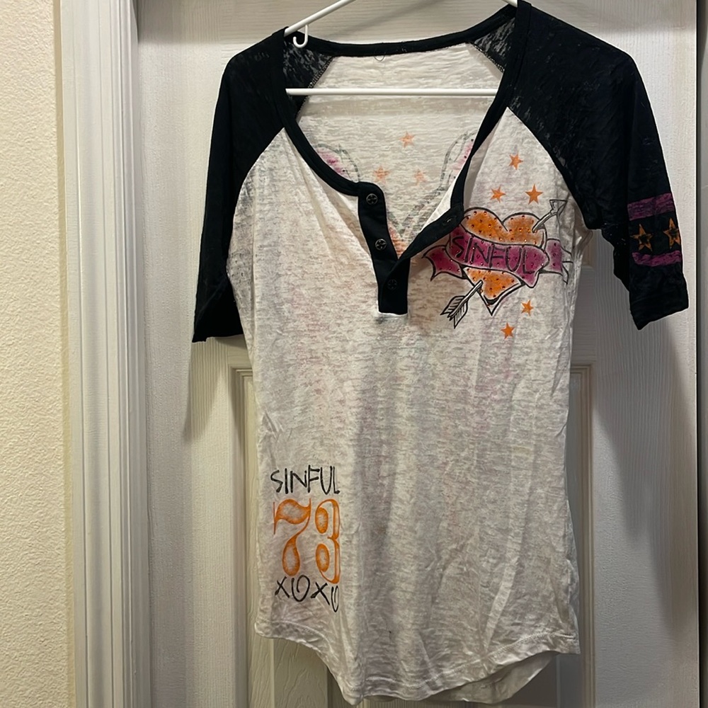 S Sinful Baseball Tee Burnout